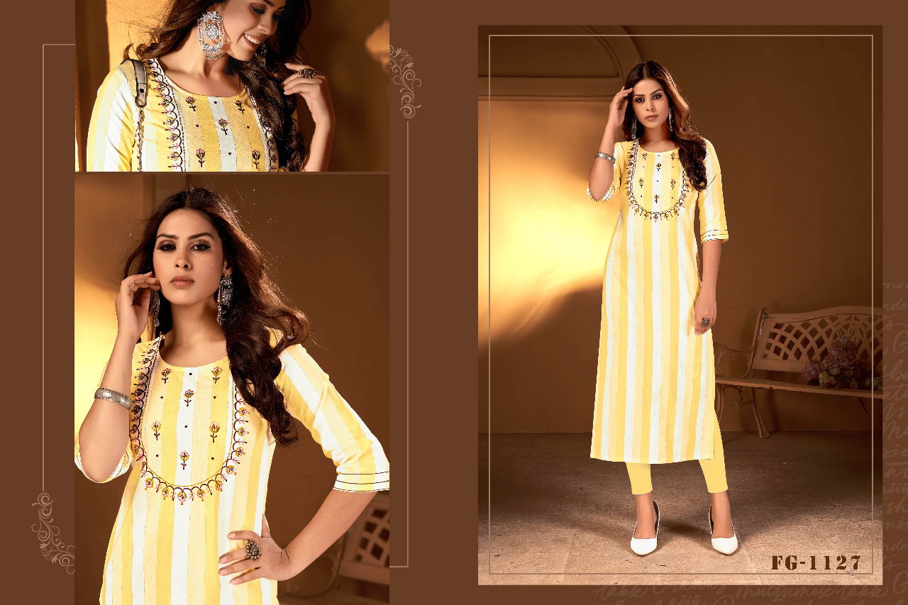 Fg Juliette 1 Straight Cut Design Wholesale Embroidery Kurti Catalog